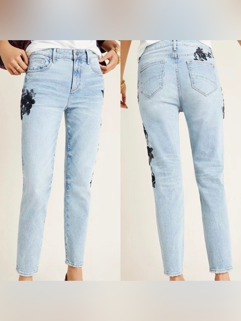DRIFTWOOD Giselle Jeans with Navy Floral Embroidery